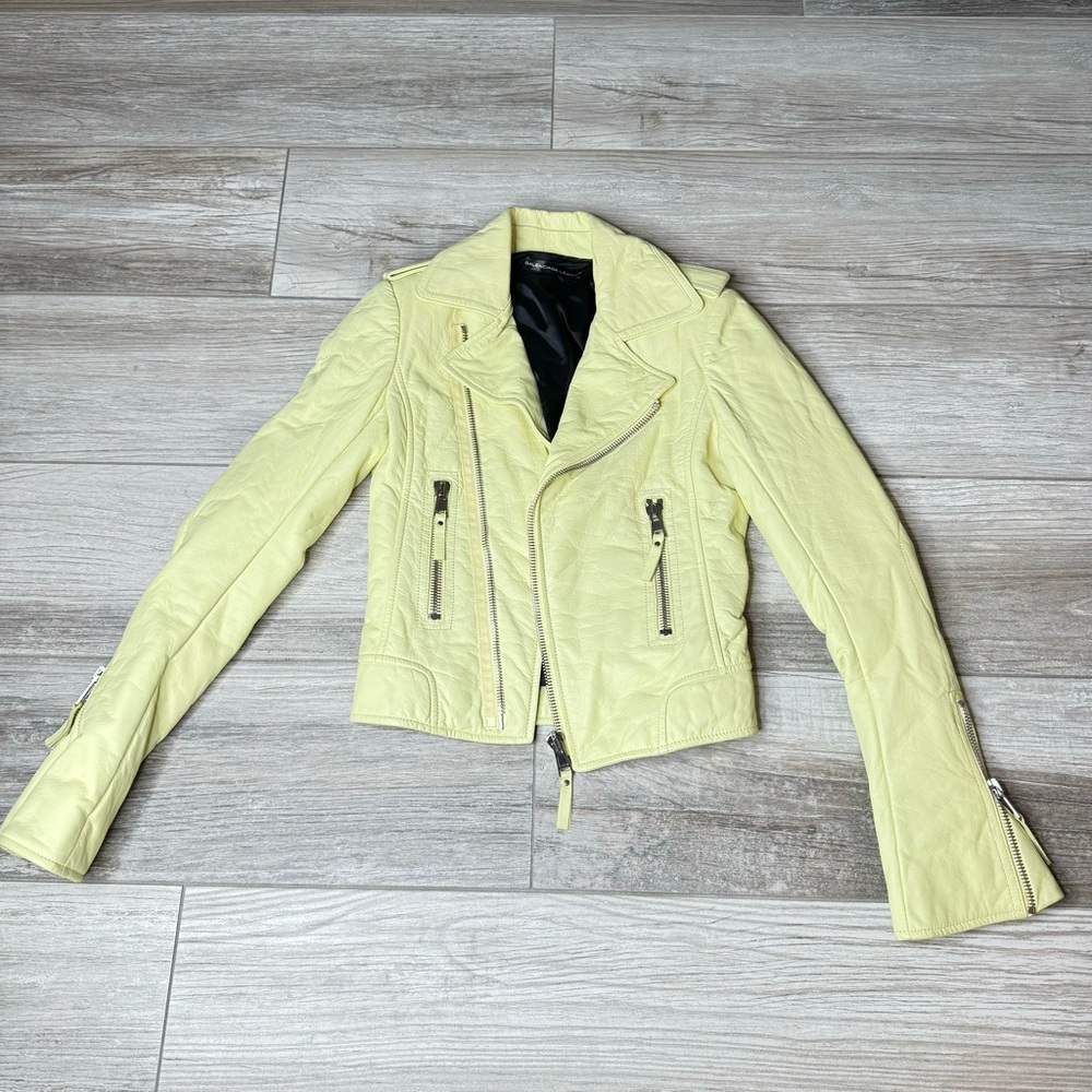 BALENCIAGA Neon Leather Moto Jacket Size 36 - Picture 2 of 13